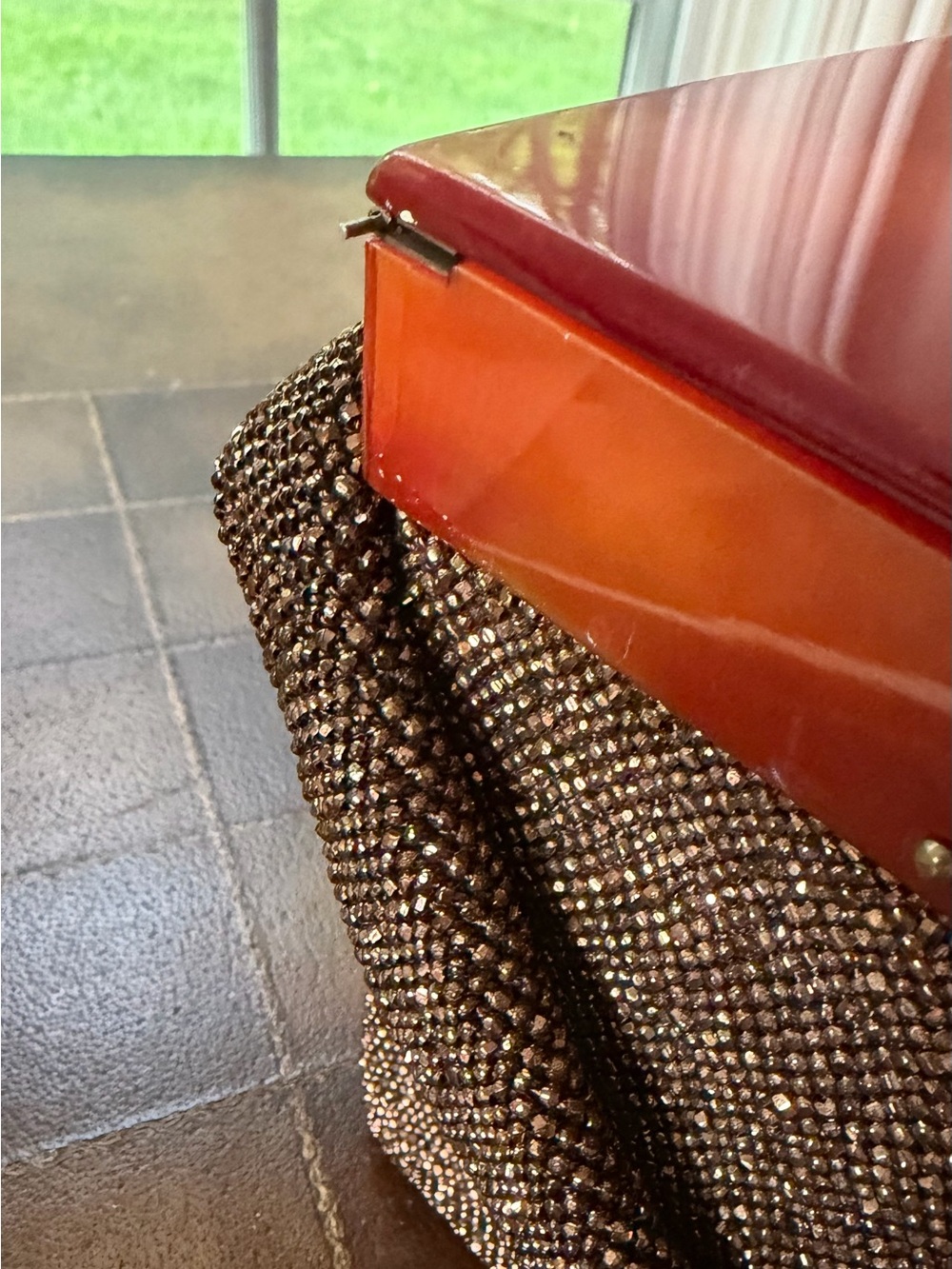 1940’s Antique Vintage Beaded Brown Top-Handle Evening Bag with Gold Clasp - Picture 12 of 12